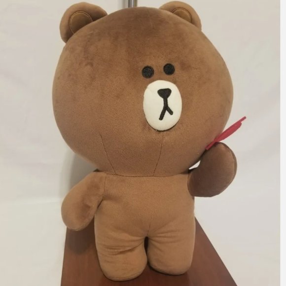 16" Line Friend Licensed Brown Bear Plushie With Red Heart Valentine New Tag - Picture 3 of 8